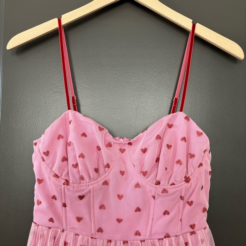 NWT Betsey Johnson Viral Heart Print VALENTINES DAY Dress in Pale Pink Trending - Picture 8 of 13